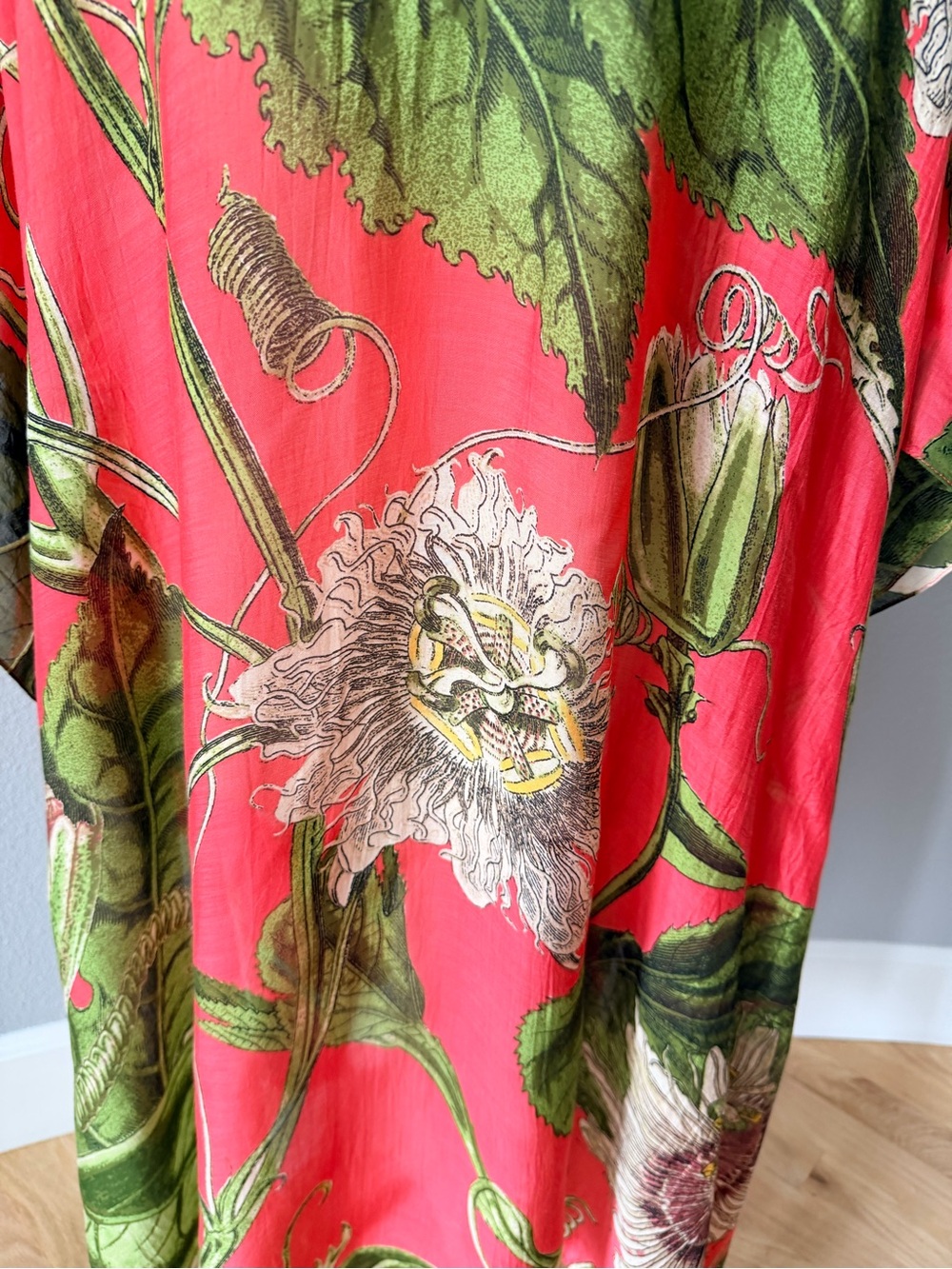 One Hundred Stars x KEW Gardens Passion Flower Coral Kimono Duster One Size GUC - Picture 7 of 15